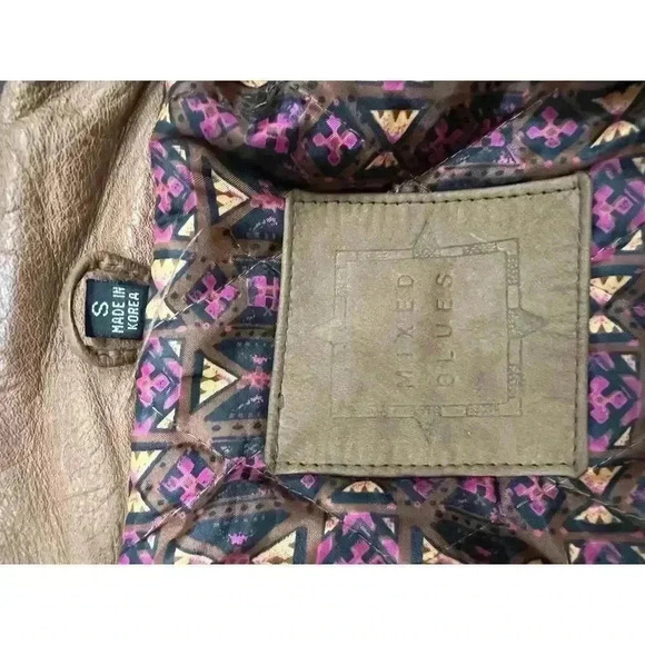 Mixed Blues Vintage Leather Jacket Y2K Size woman's Small - Picture 4 of 6